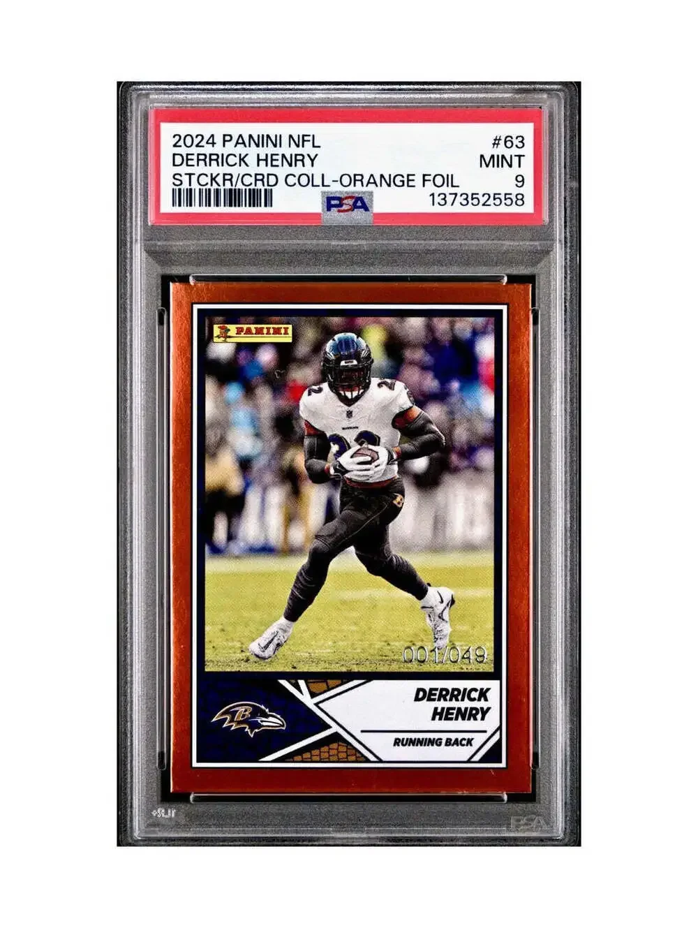 Derrick Henry 2024 Panini Sticker Collection 001/049 #63 Bronze Foil PSA 9 Mint